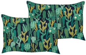Zöld kaktuszmintás kültéri párna kétdarabos szettben 40 x 60 cm BUSSANA Beliani
