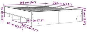 barna tölgy színű szerelt fa ágykeret matrac nélkül 160x200 cm