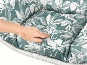 Fehér függő szék KOKON állvány nélkül, zöld-fehér párna