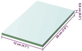 2 db átlátszó üveg paneles polc 20 x 12 cm