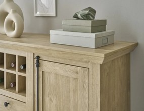 Cornwall 2 ajtós komód bortartóval aranytölgy/fekete