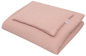 Muszlin ágynemű szett kiságyba töltettel New Baby 100x70 cm rózsaszín