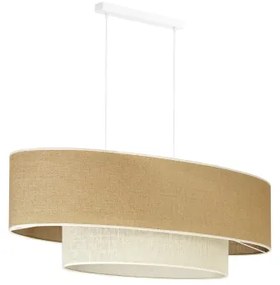 Duolla - Csillár zsinóron DOUBLE OVAL YUTE 2xE27/15W/230V barna/krémes