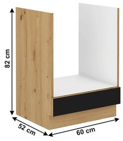 Alsó konyhaszekrény a sütő alá Meriel 60 D GAZ BB (fekete + artisan tölgy). 1033977