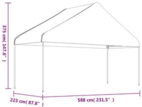 fehér polietilén pavilon tetővel 15,61 x 5,88 x 3,75 m
