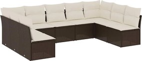 vidaXL 9 részes barna polyrattan kerti ülőgarnitúra párnákkal