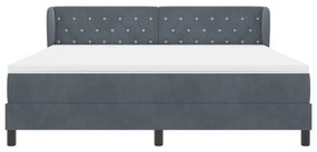 Boxspring Ágy Matrac Kollokációs Sötétszürke 180x200 cm Bársony