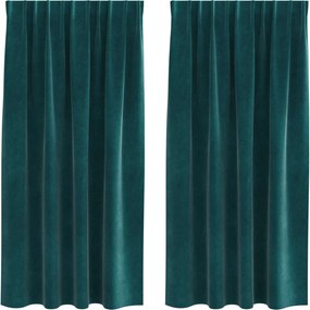 vidaXL Sötétítő függönyök 2 pcs Sötétzöld 140 x 175 cm Bársony