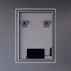 Álló fürdőszobai LED tükör 60x80cm | Óra - Fényerő és színhőmérséklet szabályozás | Welland Type20V