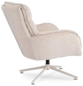 Fotel Wypoczynkowy Obrotowy PASADENA Z Podnóżkiem Kremowy