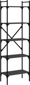 vidaXL 5 szintes fekete szerelt fa könyvespolc 56 x 31,5 x 174 cm