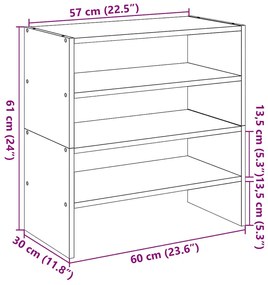 2 db sonoma tölgy cipőtartó állvány halmozható 60 x 30 x 30,5cm