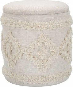 Díszes Zsámoly Ø 35 CM Bézs Boho Puff Hálószoba Nappali