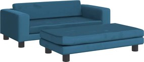 vidaXL kék gyerek bársonykanapé lábzsámollyal 100x50x30 cm