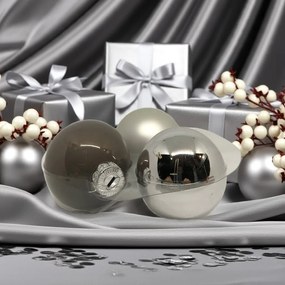 Silver ezüst üveg karácsonyi gömb szett 12*6cm