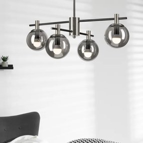 Csillár rúdon LILOU 4xE14/5W/230V matt króm/füstös