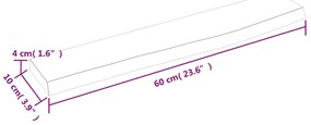 sötétbarna kezelt tömör tölgyfa fali polc 60x10x4 cm