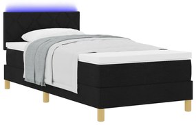 Boxspring Ágy Matraccal &amp; LED-del Fekete 100x200 cm Szövet