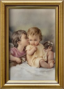 Vászonkép 18x13 Őrangyal Arany Angyal Díszített Fa Keret