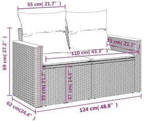 3 részes vegyes bézs polyrattan kerti ülőgarnitúra párnákkal