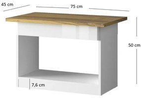 Dohányzóasztal Tiera (fényes fehér + navarre tölgy). 1053344