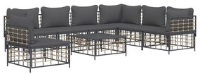 8 részes antracitszürke polyrattan kerti ülőgarnitúra párnákkal