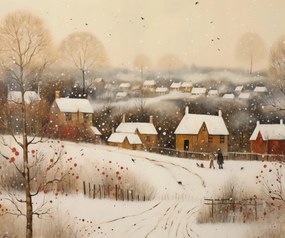 Poszter 60x50cm Hóba burkolózó falu