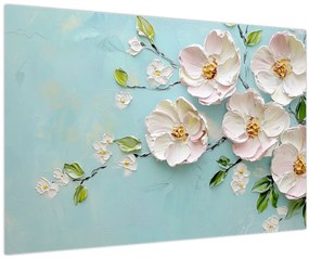 Kép - Virágok kék háttéren (90x60 cm)