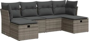 vidaXL 6 részes szürke polyrattan kerti ülőgarnitúra párnákkal