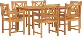 vidaXL Kert étkező szett 7 pcs Barna Tömör Akácfa