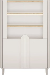 Amilio vitrines szekrény 100 cm kétajtós lábakon - kasmír / olajozott tölgy / kasmír fogantyúk