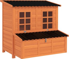 PawHut fa csirkeól 100×86×100 cm — kifutó-nyílás, fészekdoboz, vízálló tető, 2 ülőrúd, átalakítható rámpa, 4–6 tyúk (narancssárga) | Aosom