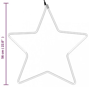 2 db meleg fehér karácsonyi csillagok 48 LED-del 56 cm