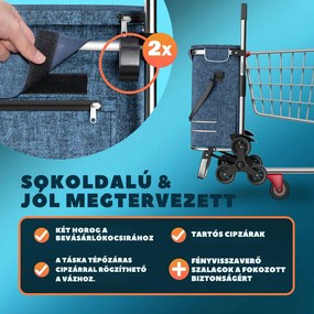 COMFORT bevásárlótáska lépcsőjáró kerekekkel, 50l, kék Monzana
