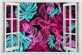 Poszter 60x40 Monstera színes levelek