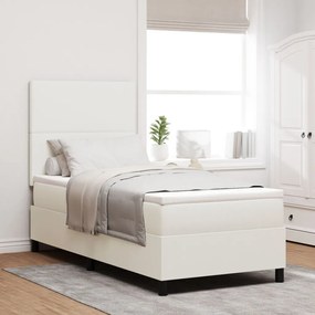 Box Spring Ágy Matrac Krém Egyszemélyes Kordbársony