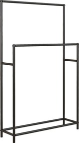 HOMCOM Törölközőtartó, Szabadonálló Törölközőtartó 2 Törölközőrúddal, Fürdőszoba Törölközőtartó, Fém, 66 x 20 x 110 cm, Fekete | Aosom