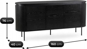 Komód 160 cm méretben, háromajtós kivitelben, fekete színben BECK