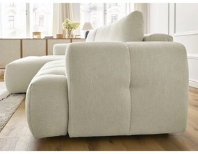 Bézs kinyitható-tárolóhelyes sarokkanapé (bal oldali-heverő résszel) Fuji – Bobochic Paris