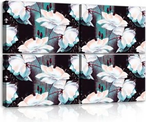 Vászonkép 120x80 Lótusz virágok bazsarózsa modern minta sötét háttér kontraszt