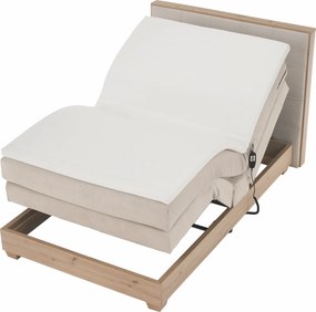 Elektromos állítható ágy, boxspring, bézs/artisan tölgy, 120x200, TIANA