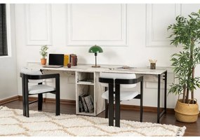 Íróasztal Twin Study Desk - Freesia Marble, Fekete