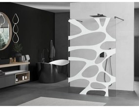 Mexen Kioto, Walk-In zuhany paraván 110 x 200 cm, 8 mm átlátszó üveg fehér mintás, grafit profil, 800-110-002-66-97