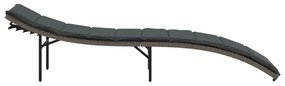 szürke polyrattan napozóágy párnával 55x199x50 cm