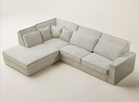 Szürkésbézs zsenília sarokkanapé (bal oldali-L alakú) Kirou – Maison de Rêve