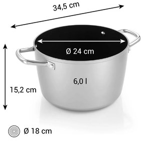 Tescoma GrandCHEF+ edény átmérője 24 cm, 6,0 l, 24 cm átmérőjű