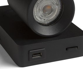 RENDL VOLTERA USB nástěnná černá 230V LED GU10 9W