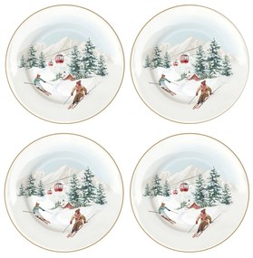 Karácsonyi Porcelán desszertes tányér 4 db szett Chalet