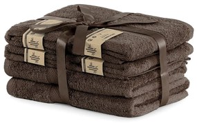 Bamby Brown szett 2 db sötétbarna fürdőlepedővel és 4 db törölközővel - DecoKing