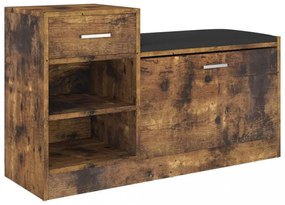 füstölt tölgy színű szerelt fa cipőtároló pad 94,5 x 31 x 57 cm